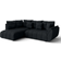 AX Living Couch With Bed Function Corleone Black L Shape Sofa 266cm 5 Seater