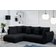 AX Living Couch With Bed Function Corleone Black L Shape Sofa 266cm 5 Seater