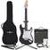 Gear4music La Electric Guitar + 15W Amplifier and Complete Accessories Set Black