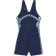 Speedo Kid's Printed Leaderback Legsuit - Navy/Pink