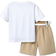 Shein Young Boy Letter Print Short Sleeve T-Shirt And Shorts Summer Outfit Set