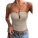 Shein Summer Solid Color Bustier Top, Ruffled Back Cutout U-Neck Sexy Design, Fitted Quality Cropped Tank Top