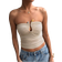 Shein Summer Solid Color Bustier Top, Ruffled Back Cutout U-Neck Sexy Design, Fitted Quality Cropped Tank Top
