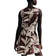 H&M Square Neck Twill Dress - Dark Brown/Floral