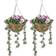 Homcom Set of 2 Silk Azalea Flower Basket Plants Artificial Plant 2pcs