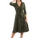 Lauren Floral Surplice Dress - Khaki/Black