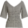 Ganni Ruched Checked Seersucker Top - Black