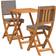 vidaXL 3 Piece Folding with Cushions Solid Wood Acacia Bistro Set, Table incl. 2 Chairs