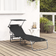 vidaXL Folding Sun Lounger with Canopy Black 600D