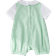 Shein SHEIN Newborn Baby Boy Cute Summer Casual Color Block Green Striped Romper, Suitable For Birthday Party, Evening Event, Performance, Wedding, Baby Shower, And 1st Birthday Celebration