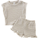 Shein Baby Girl Infant Toddler Striped Ruffle Sleeve Crew Neck T-Shirt - Black/White
