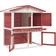 vidaXL Outdoor Rabbit Hutch 3 Doors Red
