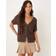 Mango Shortsleeved Bouclé Cardigan Dam Koftor - Dark Brown