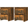 vidaXL 815328 Smoked Oak Bedside Table 30x30cm 2pcs
