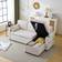 Aka Convertible L Shaped Sleeper Beige Sofa 211cm 3 Seater