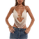 Shein BAE Women's Summer Sexy Bohemian Beach Vacation Concert Women Halter Neck Tie Metal Decoration Crochet Summer Tops, Summer For Women,Club Women Sexy,Rave Top