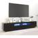 vidaXL LED Lights Black TV Bench 200x40cm