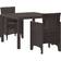 vidaXL 3 Piece Garden Brown Poly Rattan Patio Dining Set