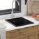 vidaXL Kitchen Sink with Overflow Hole Black Granite