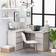 vidaXL Corner Concrete Grey Schreibtisch 100x145cm