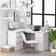 vidaXL Corner High Gloss White Skrivbord 100x145cm