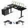 Flexispot Adjustable L-Shaped Electric Desk Sit Stand Black Writing Desk 70x160cm