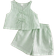 Shein Young Girl Woven Striped Round Neck Top Shorts Set