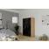 SECONIQUE Seville Black Gloss/Light Oak Effect Veneer Wardrobe 111x180cm