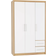 SECONIQUE Seville White Gloss/Light Oak Effect Veneer Wardrobe 111x180cm