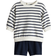H&M Baby 2-delat Set I Bomullsfrotté - Marinblå/Randig