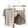 Shein Young Boys Casual Sports College Street Cute Vacation Striped Lapel Shorts Set - Khaki