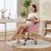Homcom Velvet-Feel Fabric Swivel Desk Dark Pink Office Chair