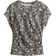 H&M Cap-Sleeved Top - Dark Grey/Snakeskin Pattern