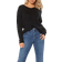 Vero Moda V-Neck Dropped Shoulder Seams Sweater - Black