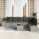 vidaXL 9 Piece Garden Set with Cushions Light Grey Modular Sofa