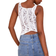PrettyLittleThing Textured Sheer Floral Square Neck Corset - White