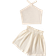 Shein Tween Girl Solid Color Knit Sleeveless Top And Loose Shorts - Casual Outfit
