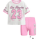 Shein Young Girls Sweet Bow Striped Letter Print Graphic Tee & Shorts Set - Bright Pink