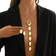 Shein 2pcs Gold Metallic Geometric Asymmetrical Ellipse Pendant Necklace & Earrings Set, Exaggerated Extra Long Chain Necklace, Personalized Fashion Jewelry Set, Snake Bone Chain Y-Necklace, For Party, Formal Dress Accessories