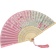 Shein 1pc Pink Flower Pattern Decor Folding Chinese Style Fan For Parties