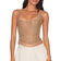 PrettyLittleThing Textured Sheer Floral Square Neck Corset - Brown