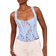 PrettyLittleThing Textured Sheer Floral Square Neck Corset - Sky Blue