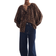 H&M Oversized Blouse - Beige/Leopard Print