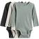H&M Ribbed Bodysuits 3-pack - Dusty Green/Dark Grey (0993598049)