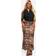 boohoo Plus Leopard Woven Stretch Bow Trim Midaxi Skirt - Brown