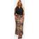 boohoo Plus Leopard Woven Stretch Bow Trim Midaxi Skirt - Brown