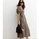 New Look Checked Puff Sleeve Seedsucker Midi Dress - Brown