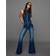 Bershka Denim Utsvängd Jumpsuit - Blå