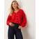 Gina Tricot V Neck Knitted Wool Alpaca Cardigan - Red