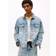 Tommy Jeans Denim Trucker Vintage Backprint Flag Jacket - Light Blue